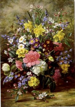 Floral, beautiful classical still life of flowers.105